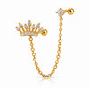 Crystal Crown Double Piercing Chain Stud