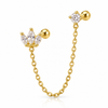 Marquise Crystal Crown Double Piercing Chain Stud