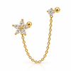 Marquise Flower Double Piercing Chain Stud