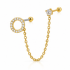 Crystal Halo Double Piercing Chain Stud