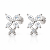 Double Floral Crystal Flat Back Studs