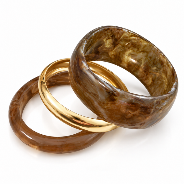 Mocha Swirl Resin Bangle Set
