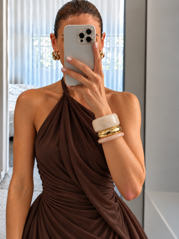 Mocha Swirl Resin Bangle Set