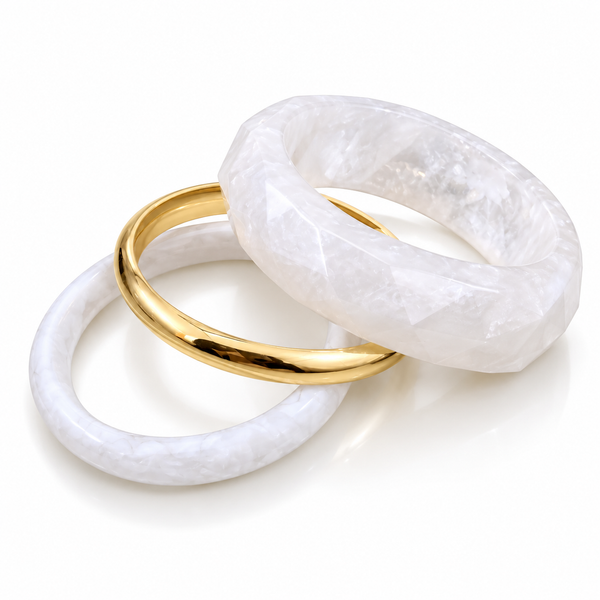 Pearl Mist Resin Bangle Set