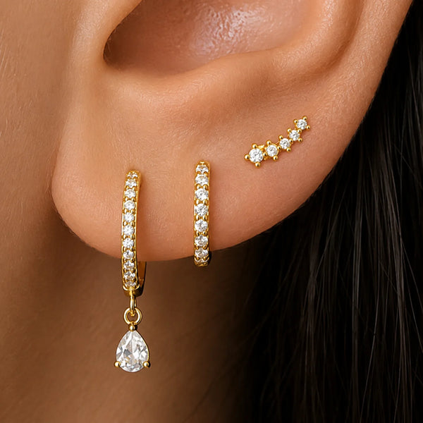 Pear Drop Spark Earrings Set