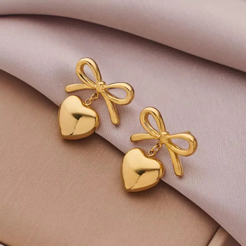 Bow Heart Earrings