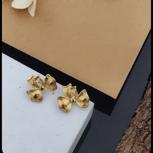 Gold Bow Stud Earrings