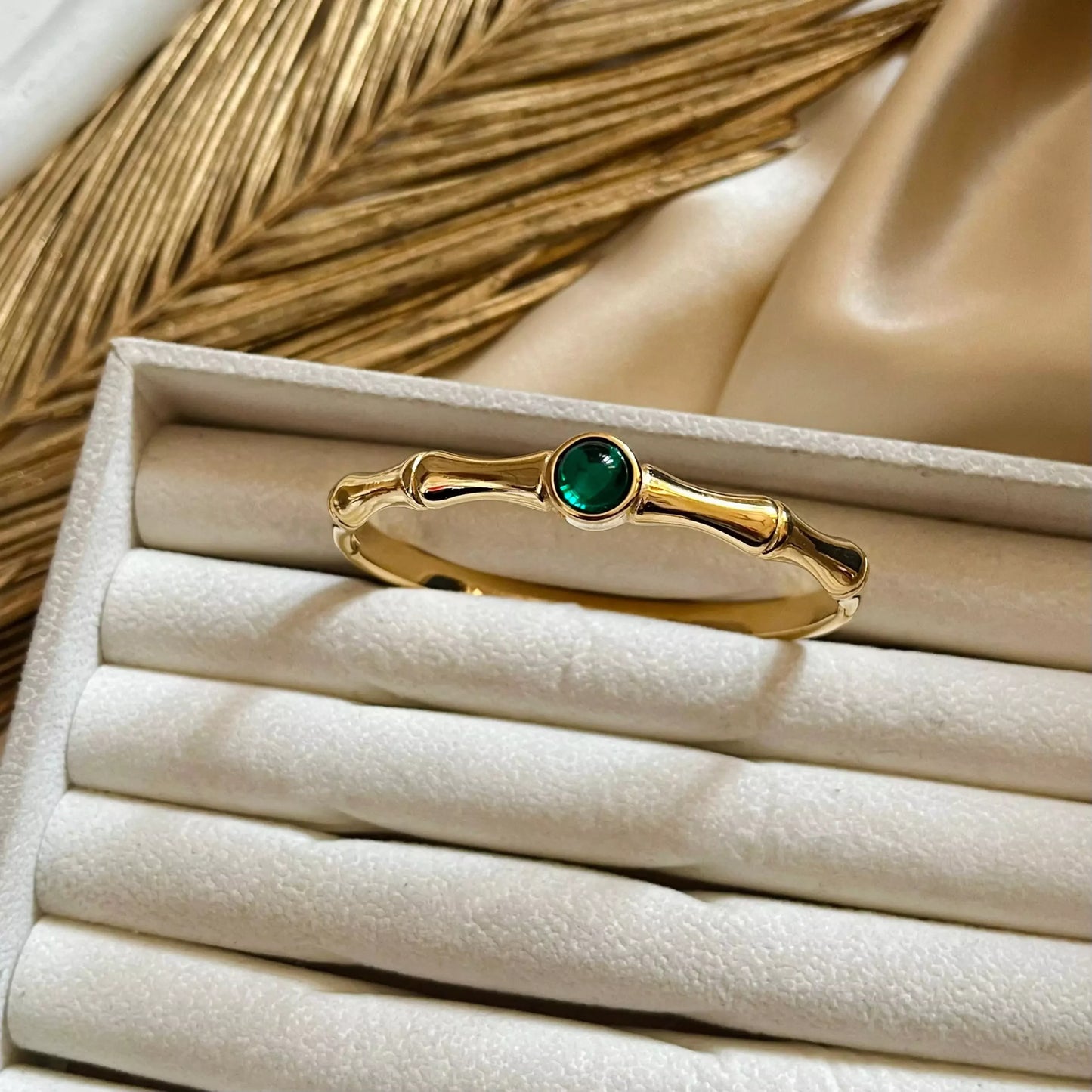 Green Stone Bamboo Kada