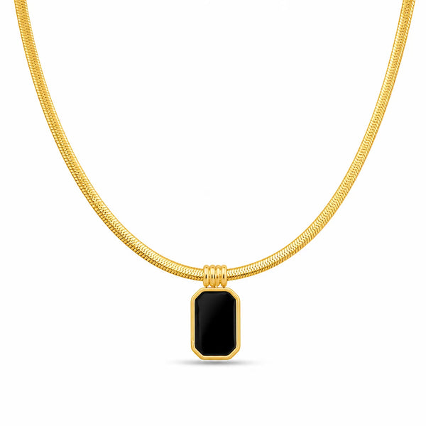 Snake Chain with Black Pendant Necklace