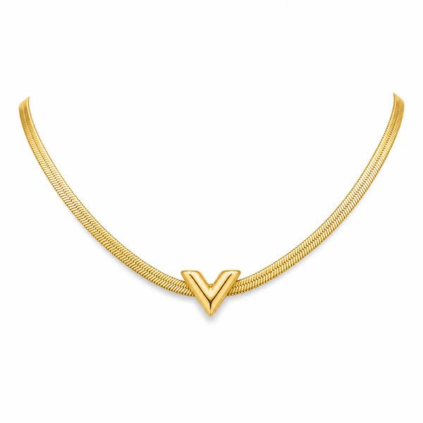 V Pendant snake Chain Necklace