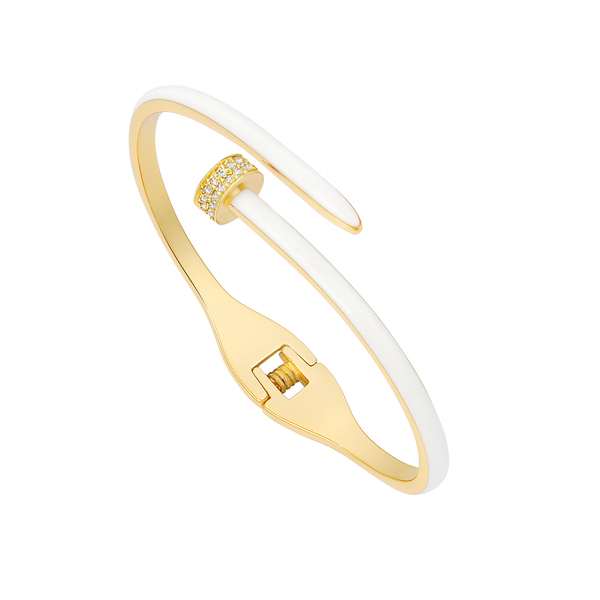 Gold and white bangle on a white background