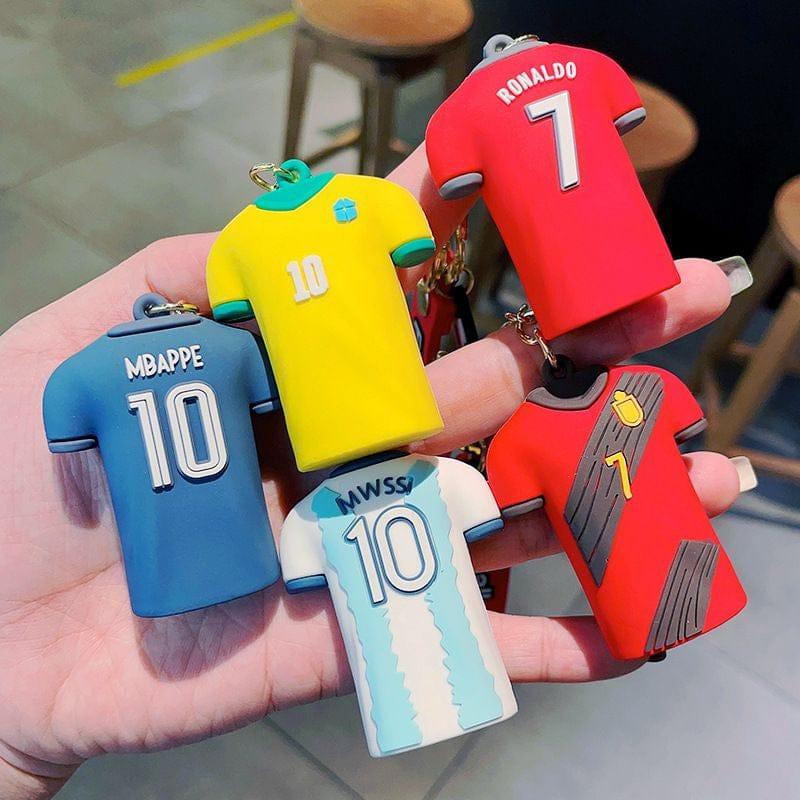 Football Player Jersey Silicon Keychains with Bagcharm and Strap