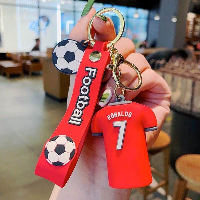 Football Player Jersey Silicon Keychains with Bagcharm and Strap