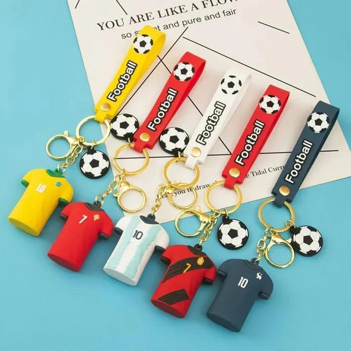 Football Player Jersey Silicon Keychains with Bagcharm and Strap