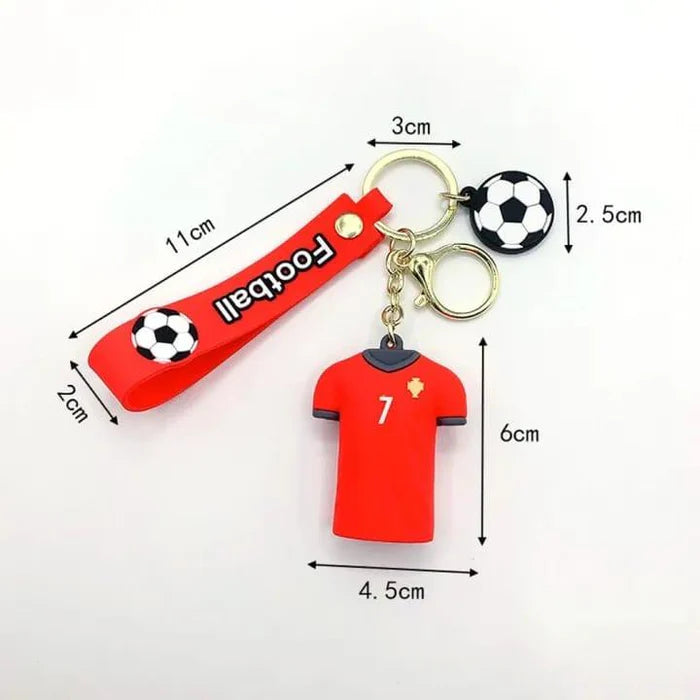 Football Player Jersey Silicon Keychains with Bagcharm and Strap