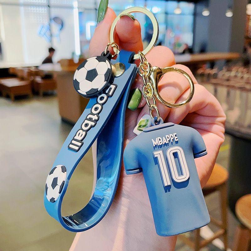 Football Player Jersey Silicon Keychains with Bagcharm and Strap