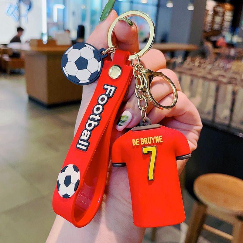 Football Player Jersey Silicon Keychains with Bagcharm and Strap