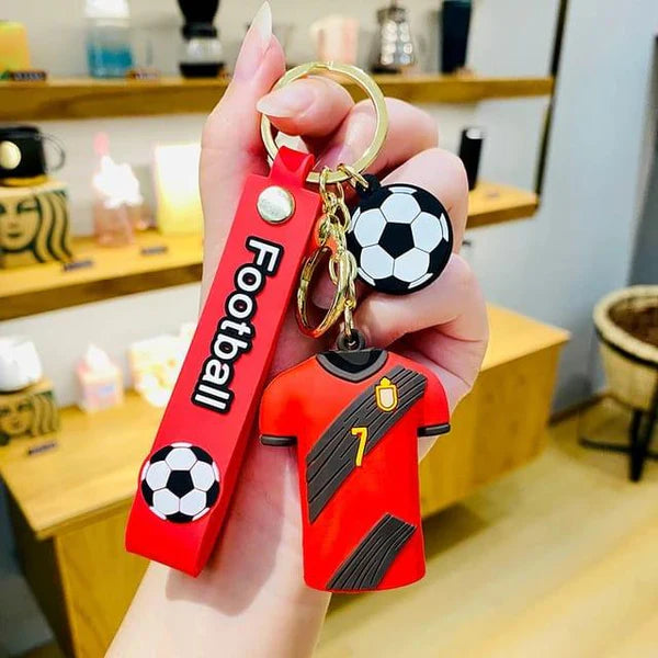 Football Player Jersey Silicon Keychains with Bagcharm and Strap