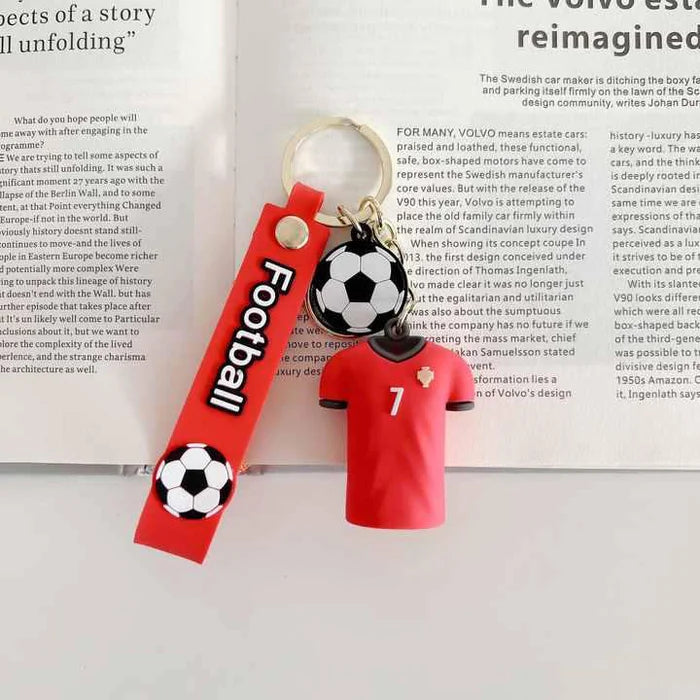 Football Player Jersey Silicon Keychains with Bagcharm and Strap