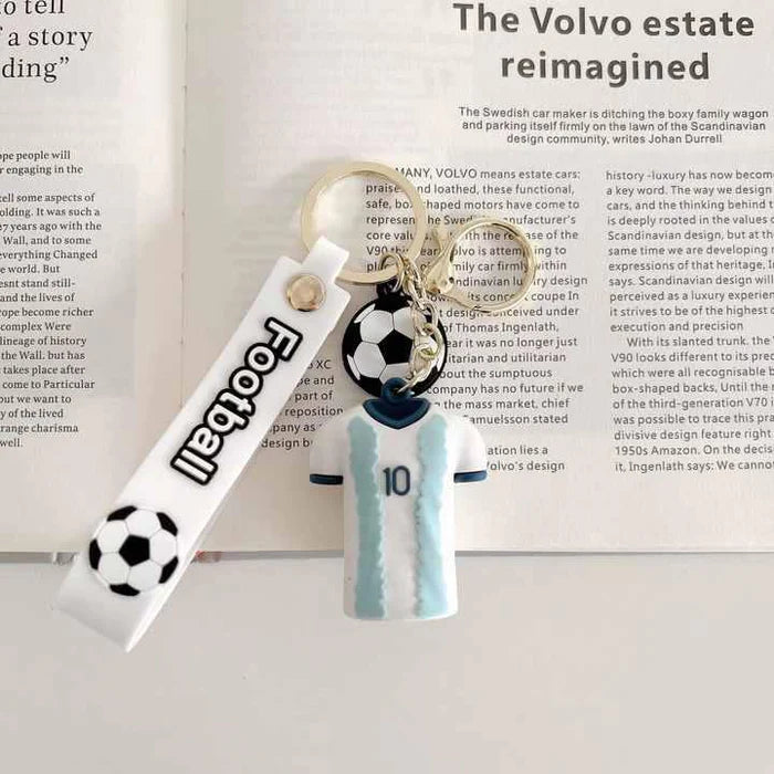 Football Player Jersey Silicon Keychains with Bagcharm and Strap