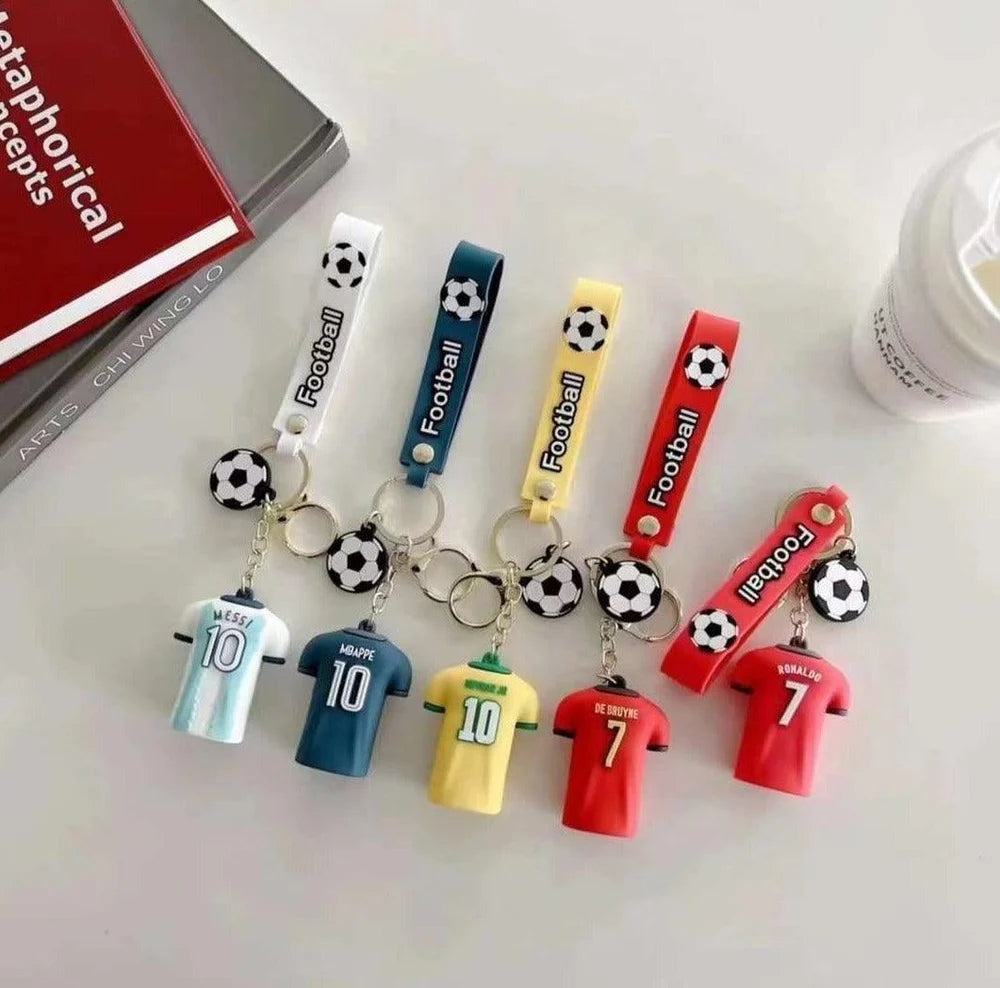 Football Player Jersey Silicon Keychains with Bagcharm and Strap