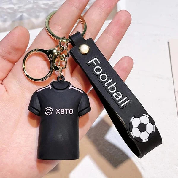 Football Player Jersey Silicon Keychains with Bagcharm and Strap