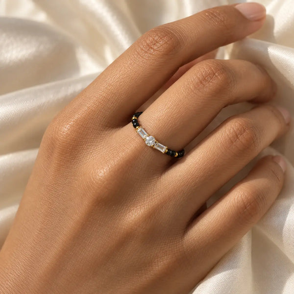 Aaranya Baguette Trio Mangalsutra Ring