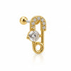Crystal Safety Pin Ball Back Stud