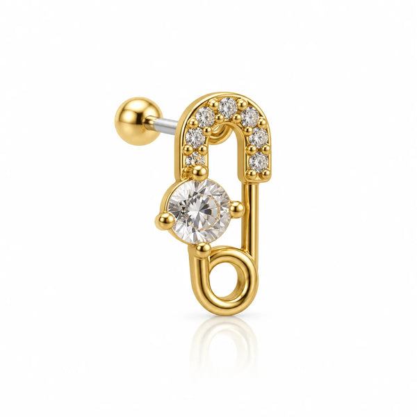 Crystal Safety Pin Ball Back Stud