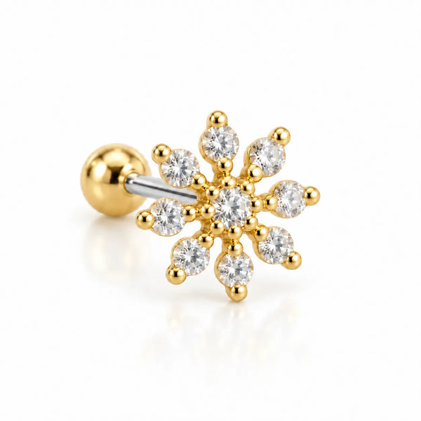 Crystal Snowflake Ball Back Stud