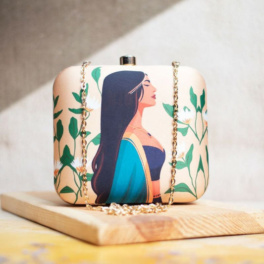 Brown Girl Portrait Printed Clutch