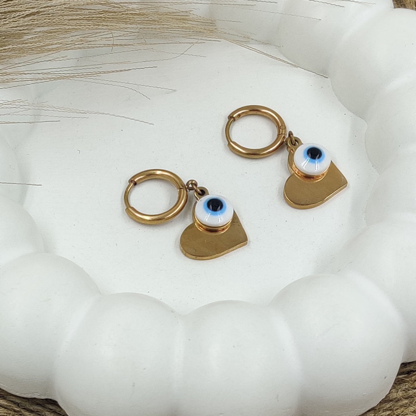 Evil Eye Heart Earrings