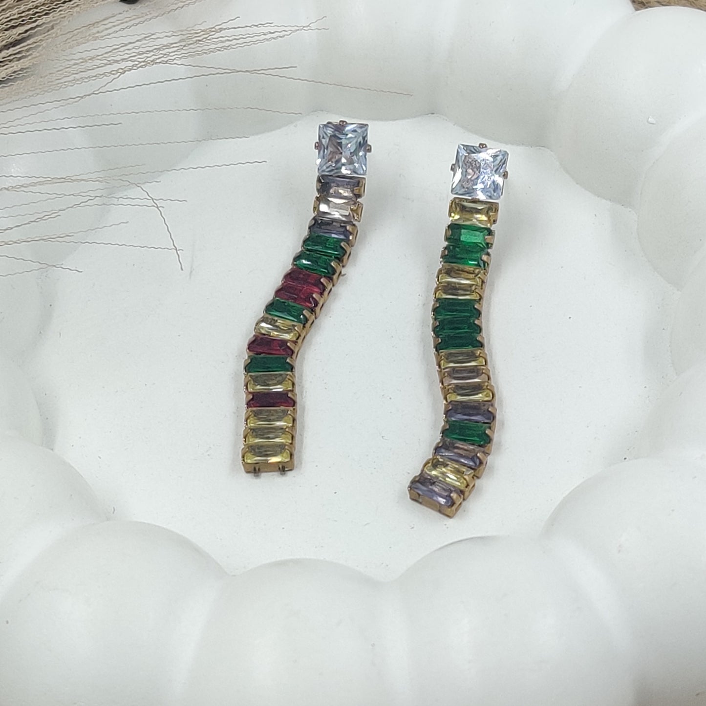 Multi Colour Crystal Dangler Earrings