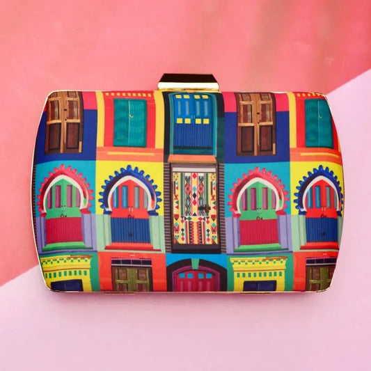 Door Printed Rectangular Clutch