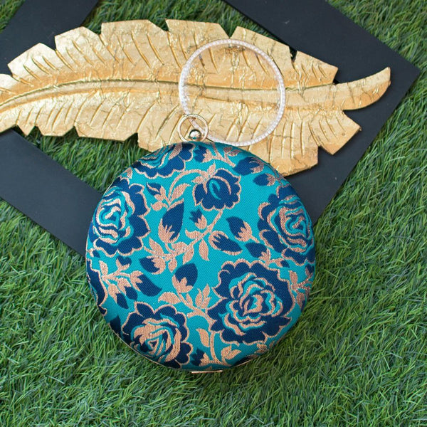 Blue Floral Circular Clutch