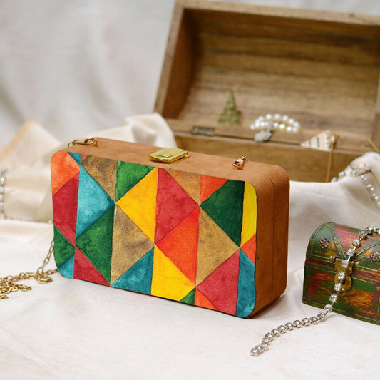 Multicolore Print Rectangular Clutch