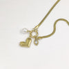 Heart Pearl Diamond Multi Charms Necklace