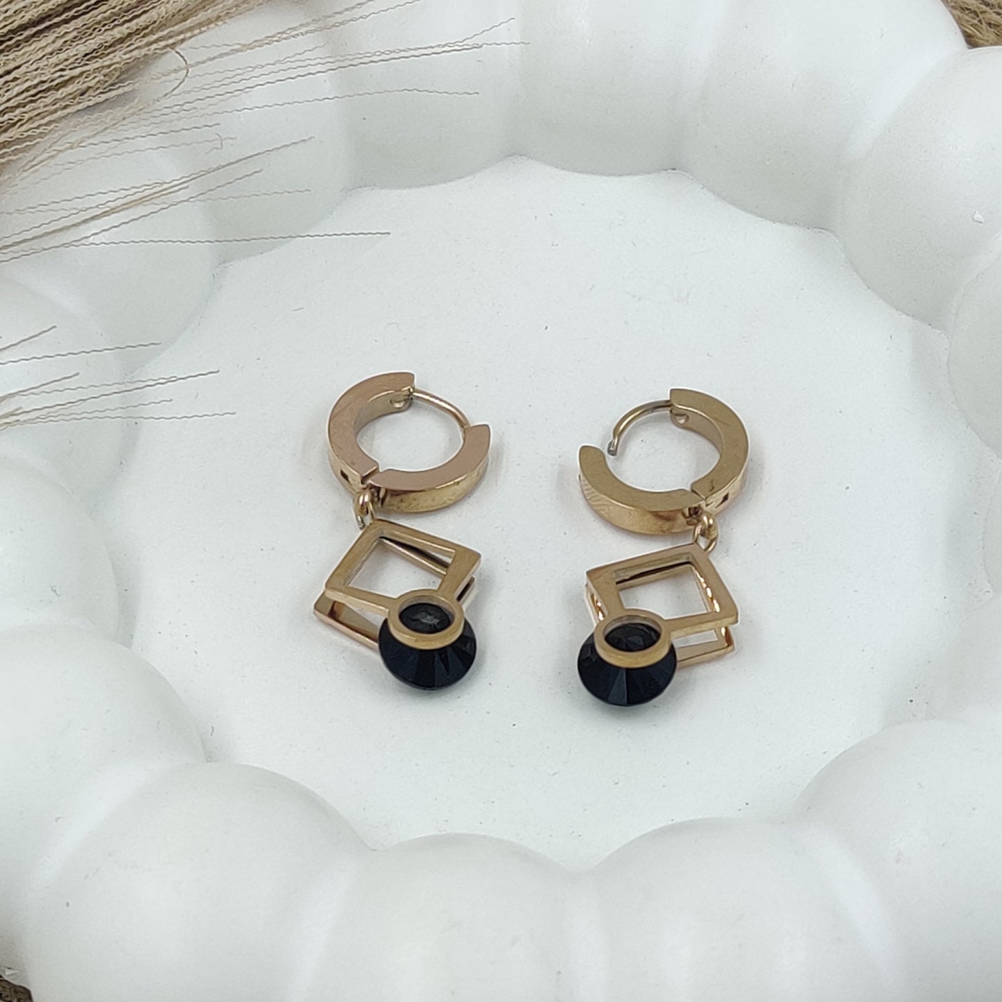 Dangling black stone Earrings