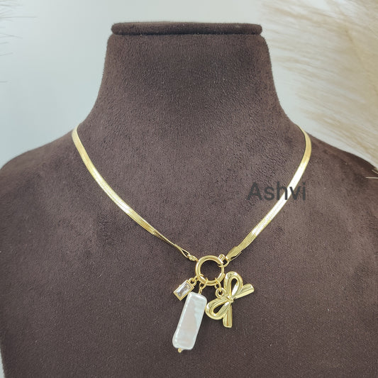 Bow Multi Charms Necklace