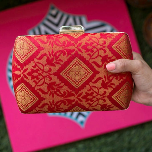 Red Mandala Print Clutch