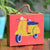 Yellow Scooter Print Suitcase Style Clutch