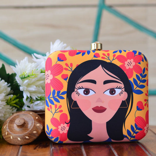 Big Eye girl portrait  Print Square Clutch