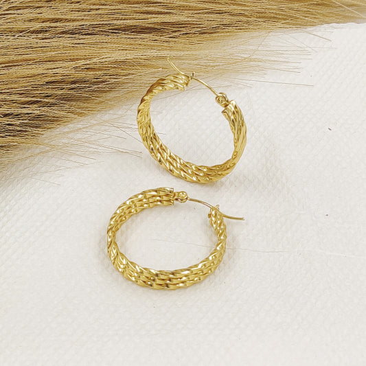 Three Line Twisted  Hoops Earrings