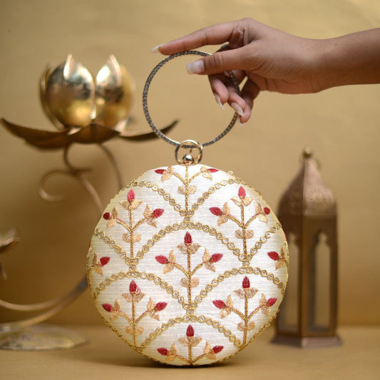 Embroidery Round Clutch