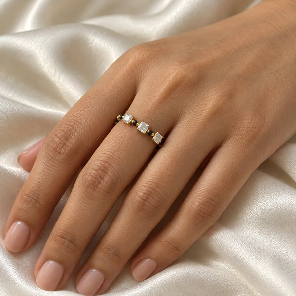 Saanvi Square Trio Mangalsutra Ring