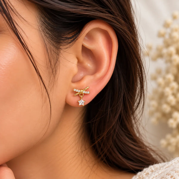 Star Charm Bow Ball Back Stud
