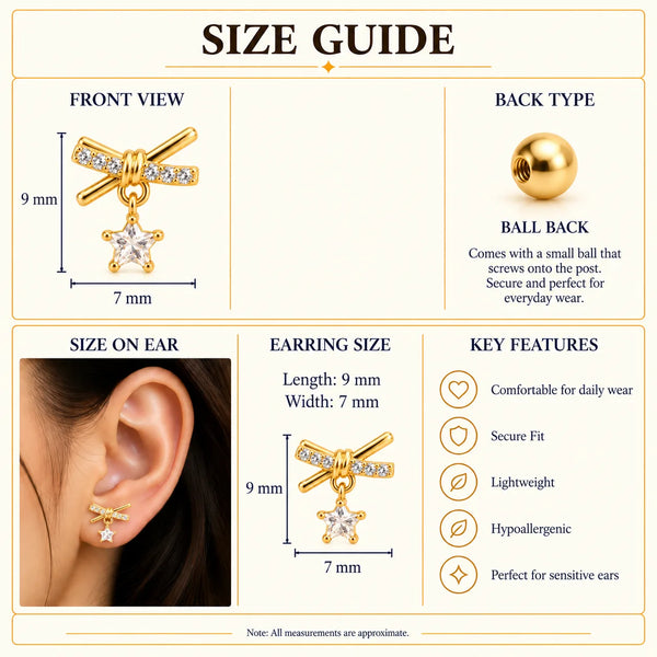Star Charm Bow Ball Back Stud